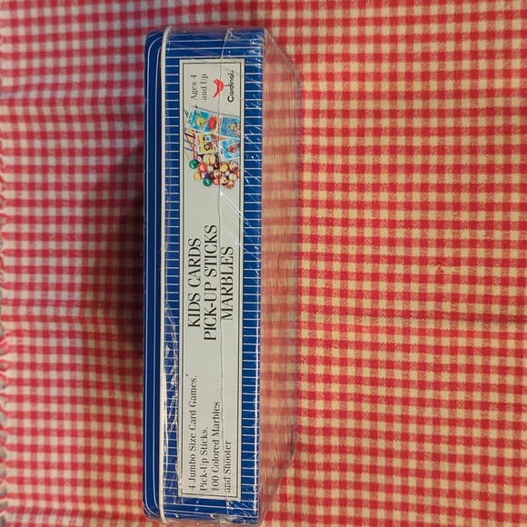 Kids Cards, Pick-Up Sticks, and Marbles Classic Games in Tin (New) - Picture 2 of 5